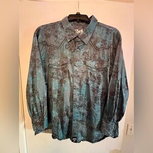 Wrangler Teal and Black Floral Shirt